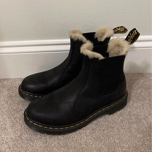 Dr. Martens Black Faux Fur Lined Chelsea Boot 8